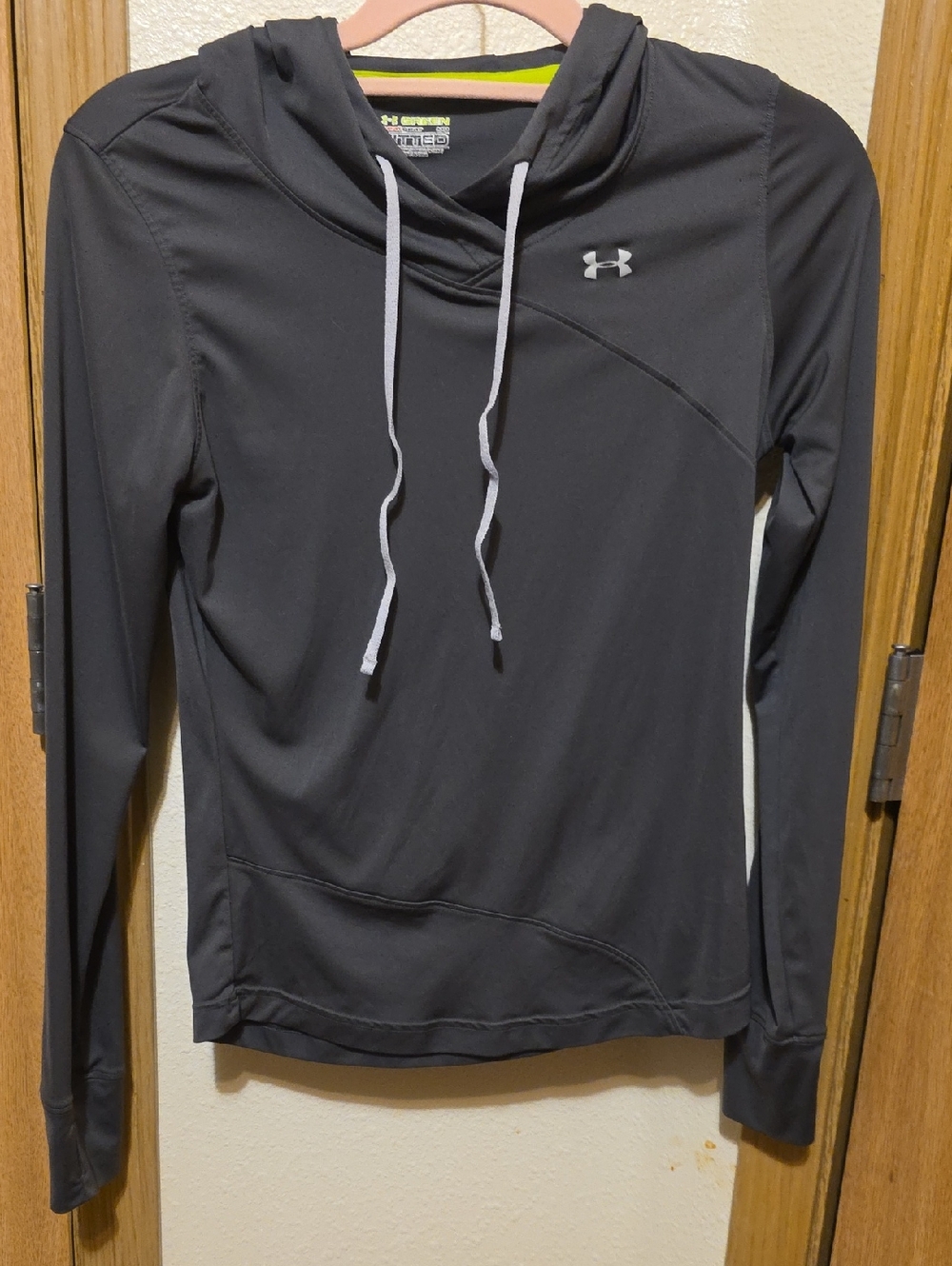 Under Armour Black Pullover Hoodie with White Drawstrings